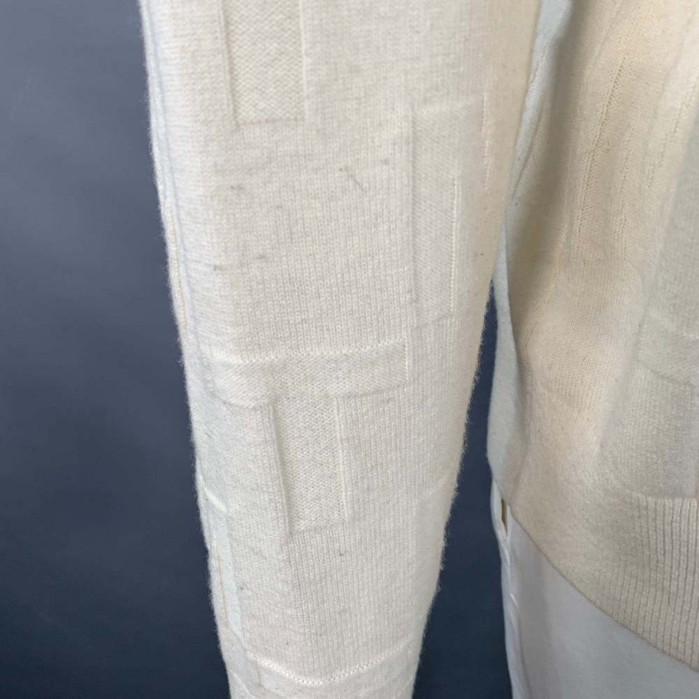 MR TURK Cream Monogram Merino Wool Crew Neck Pullover - Picture 5 of 9